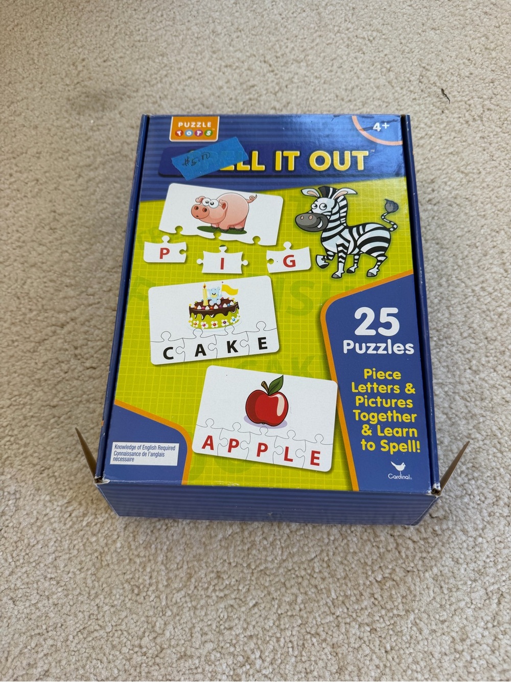 25-Piece Letter & Picture Spelling Puzzles - Blue/Yellow